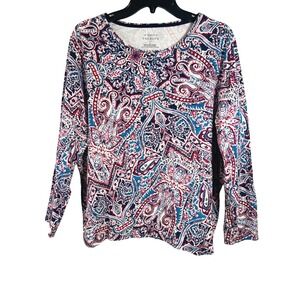 Talbots Tee Size 2X Paisley Long Sleeve Shirt‎ Stretch Coastal Granma Preppy